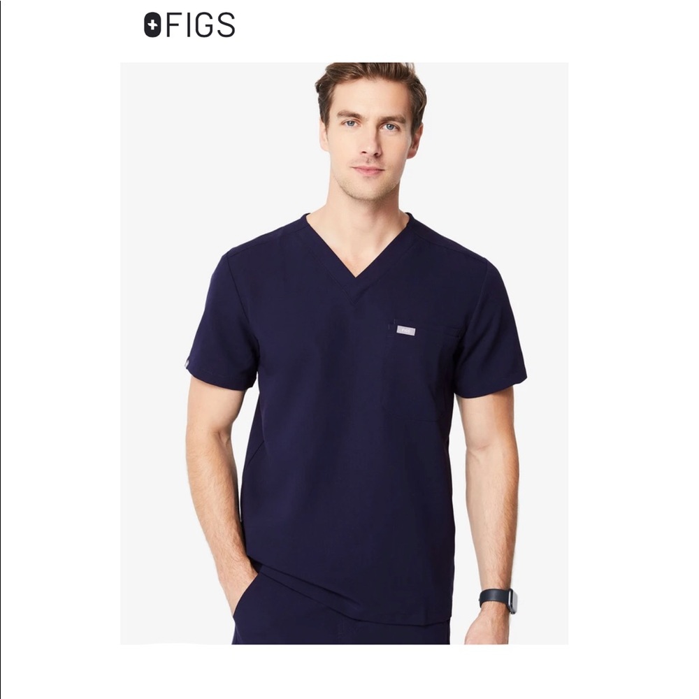 FIGS “Leon two pocket” Scrub Top - Navy